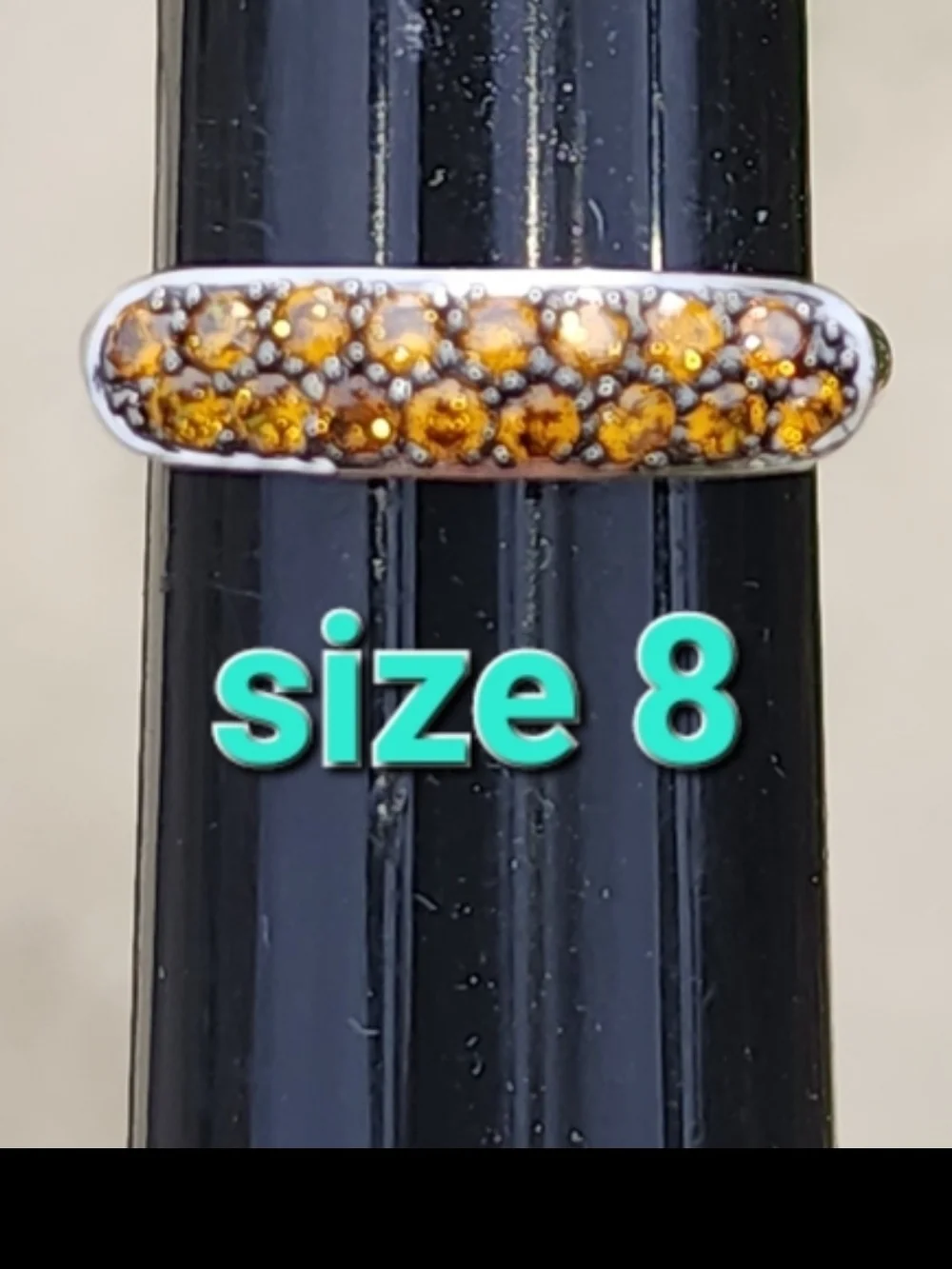 Women's Amber Crystal Bar Ring in Sterling Silver Sz 8 Vintage Minimalist Trend